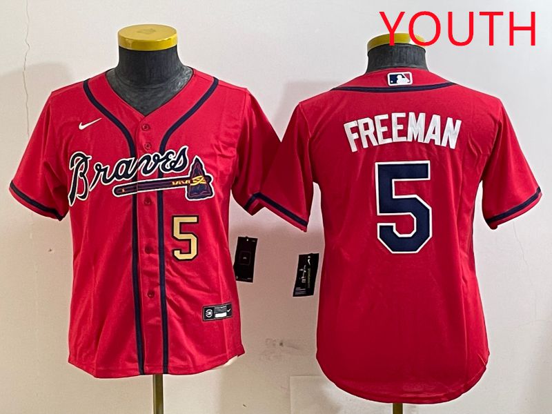 Youth Atlanta Braves #5 Freeman Red Game 2025 Nike MLB Jersey style 4->youth mlb jersey->Youth Jersey